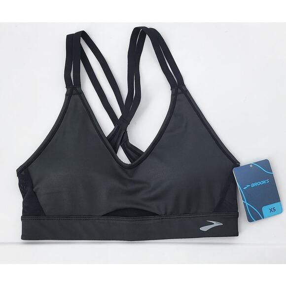 New NWT Brooks Fastforward Free Black Sports Bra XS Low Impact - Picture 3 of 6